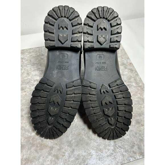 Fendi Women's Shearling Fur Lining Moto Ankle Boots in Black - Sz 40 (9.5) - Picture 8 of 10